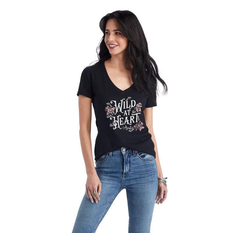 Camisetas Ariat Wild Heart Negras Mujer - Chile 149-ETGOHN